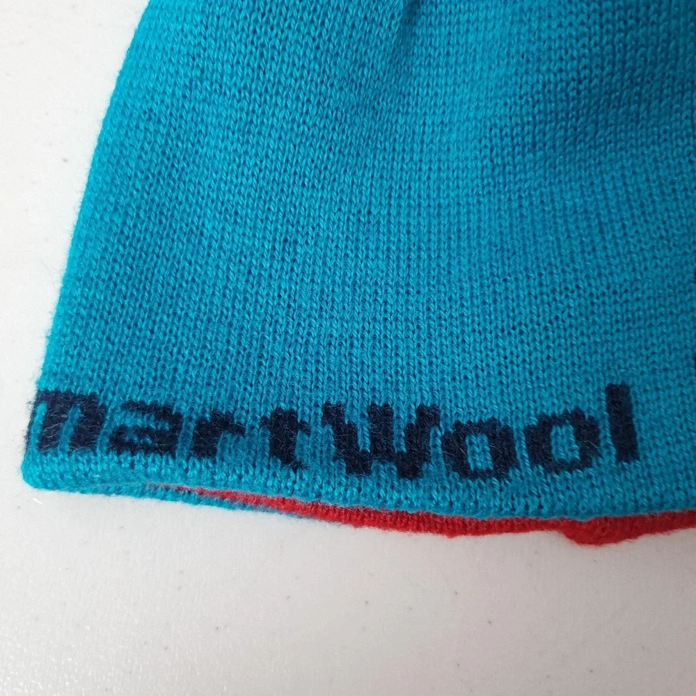 Smartwool Hat Beanie Baby Infant One Size Blue Red Striped Reversible Wool Knit